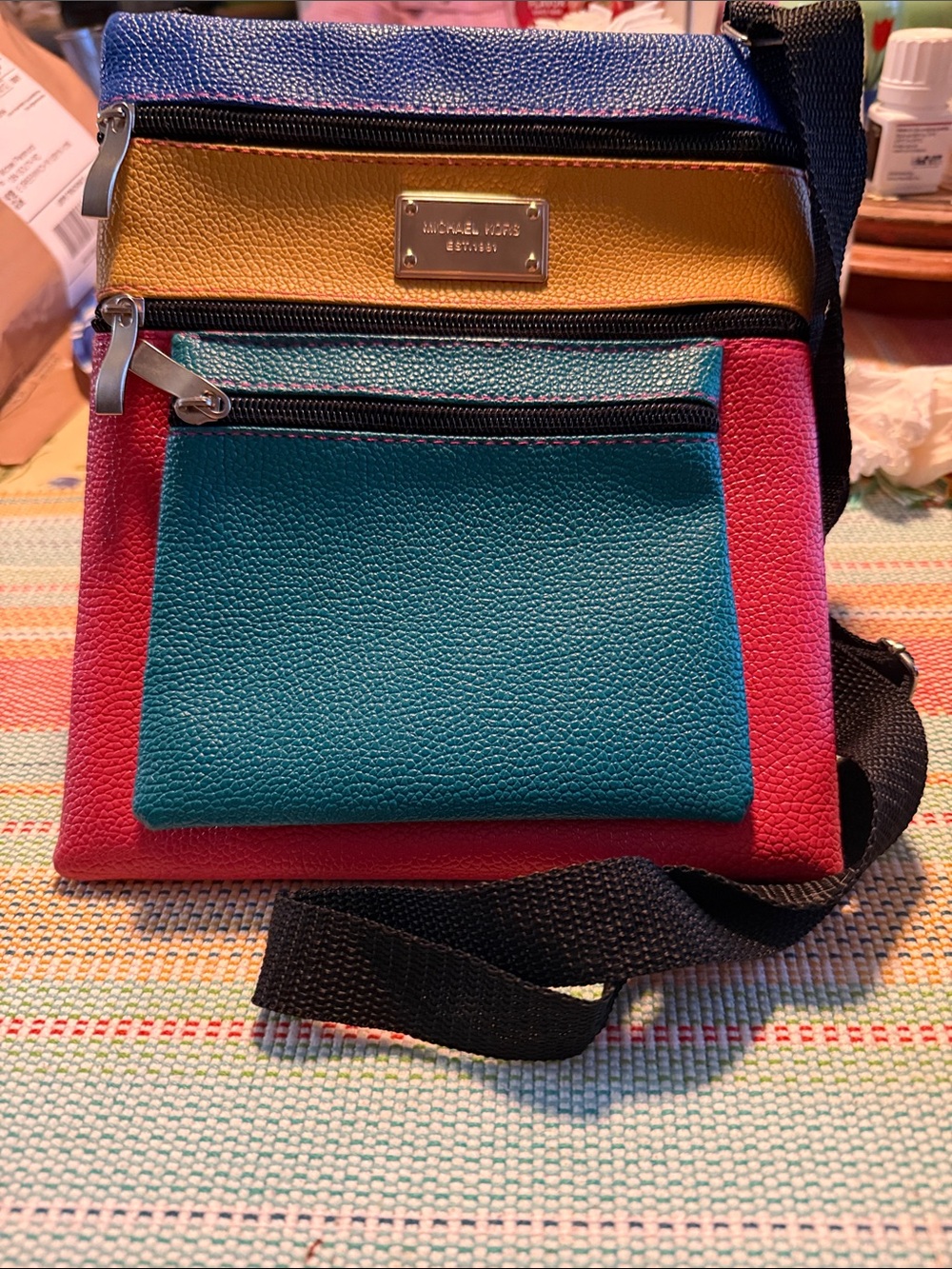 Michael Kors Colorblock Crossbody in Teal, Pink, Yellow & Blue